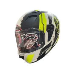 SMK STELLAR SWANK MA124 Full Face Motorcycle Helmets Matte Black Fluo Yellow Grey