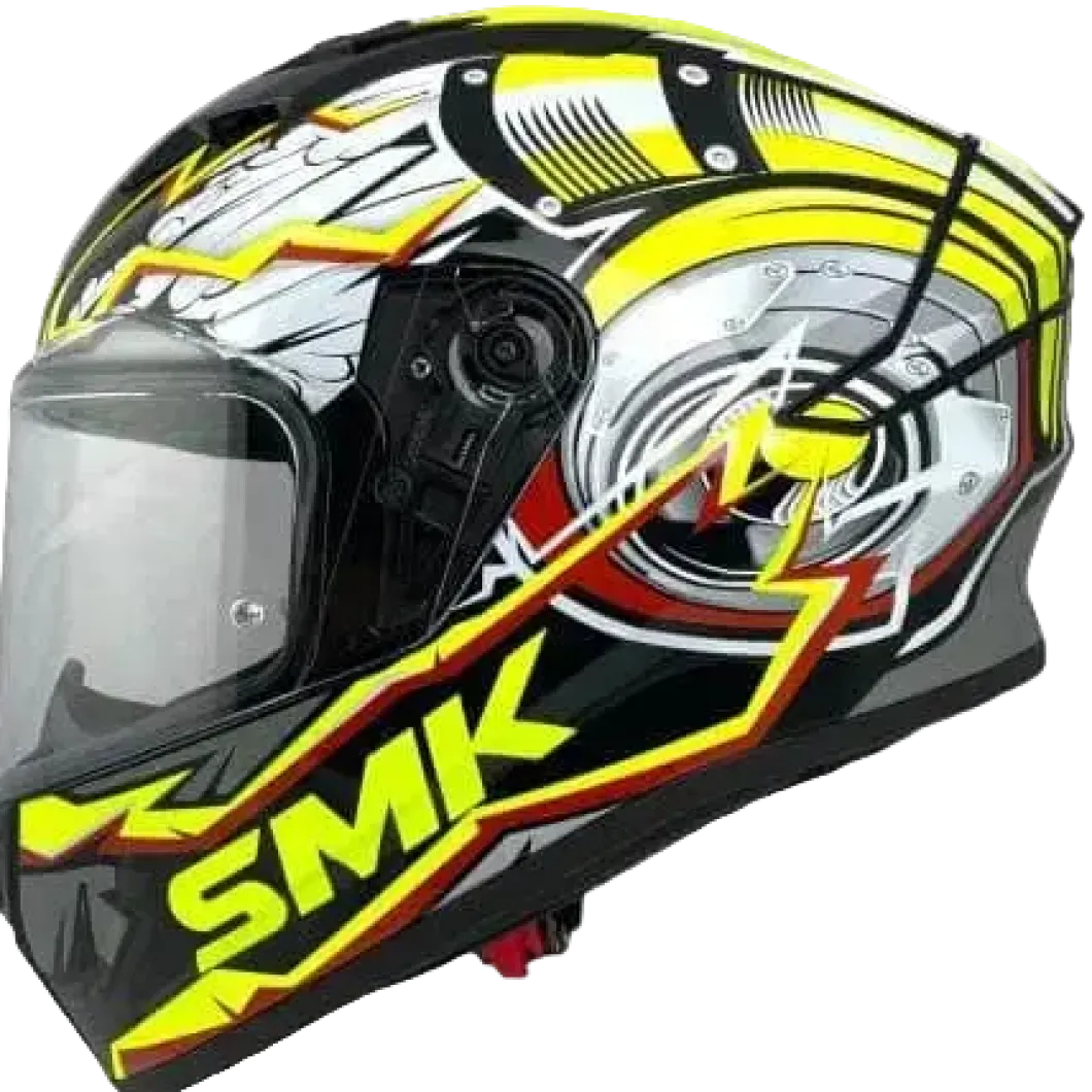 SMK STELLAR TURBO GL246 Full Face Motorcycle Helmets Black White Fluo Yellow