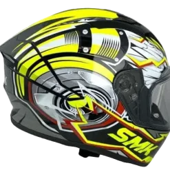 SMK STELLAR TURBO GL246 Full Face Motorcycle Helmets Black White Fluo Yellow