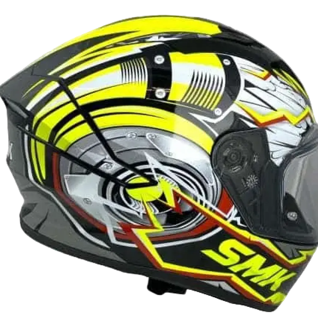 SMK STELLAR TURBO GL246 Full Face Motorcycle Helmets Black White Fluo Yellow