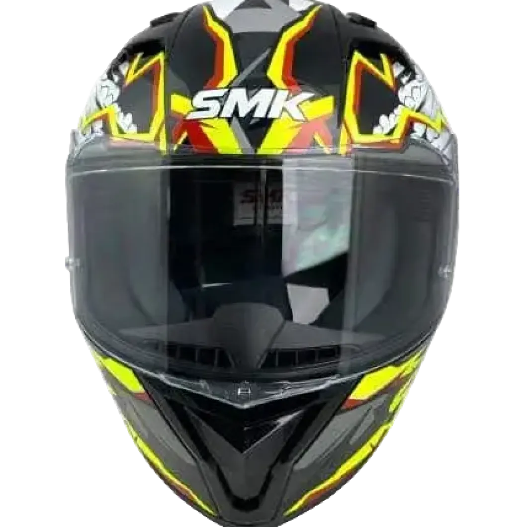 SMK STELLAR TURBO GL246 Full Face Motorcycle Helmets Black White Fluo Yellow