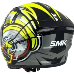 SMK STELLAR TURBO GL246 Full Face Motorcycle Helmets Black White Fluo Yellow