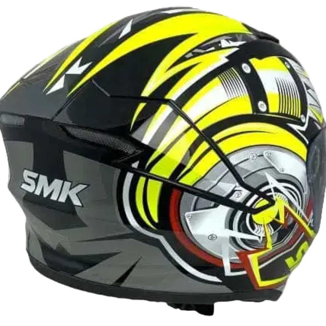 SMK STELLAR TURBO GL246 Full Face Motorcycle Helmets Black White Fluo Yellow