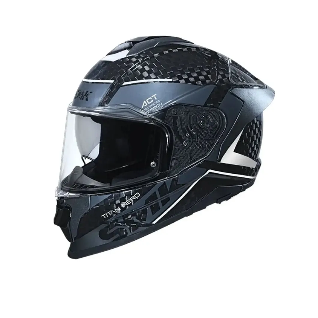 SMK TITAN CARBON GL261 Full Face Motorcycle Helmets Black White Grey