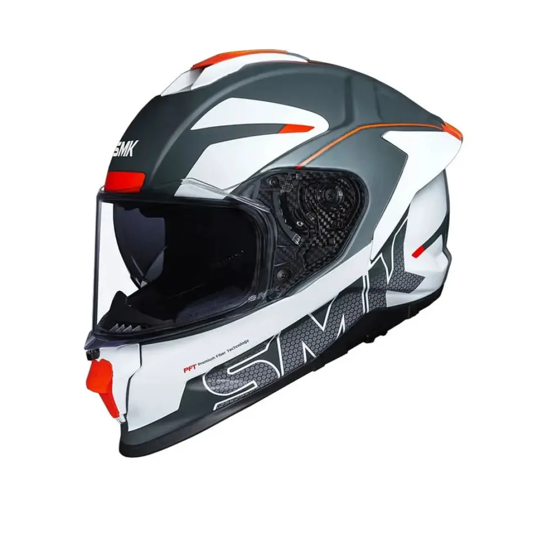 SMK TITAN FIREFLY MA613 Full Face Motorcycle Helmets Matte Grey White