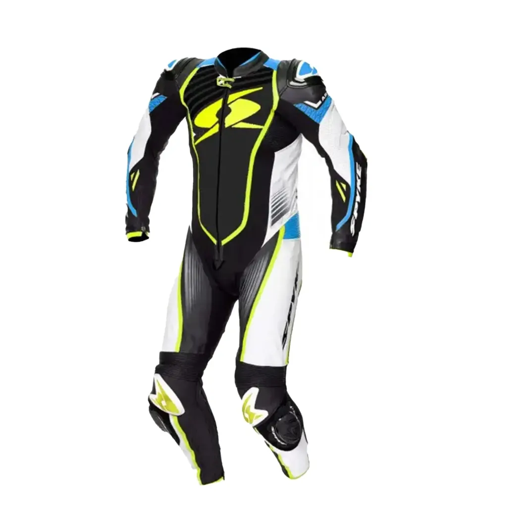 SPYKE ARAGON RACE 1PC Motorcycle Suit Blue Black Fluorescent Yellow
