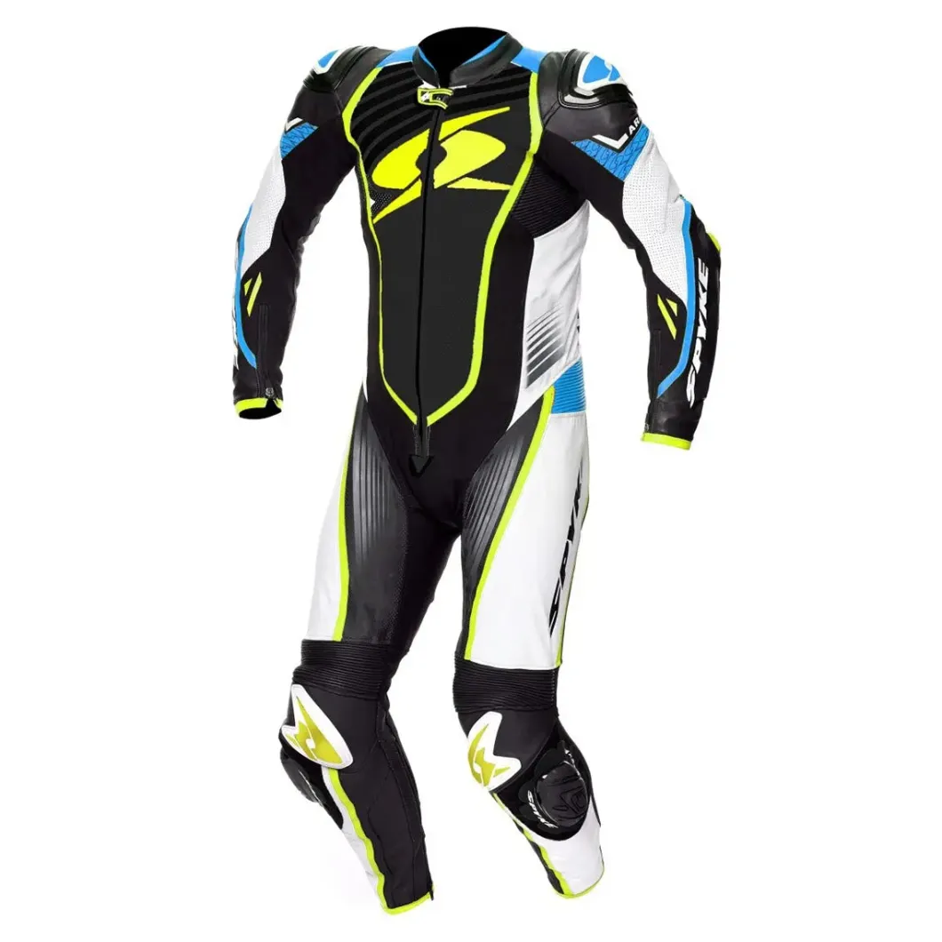 SPYKE ARAGON RACE 1PC Motorcycle Suit Blue Black Fluorescent Yellow