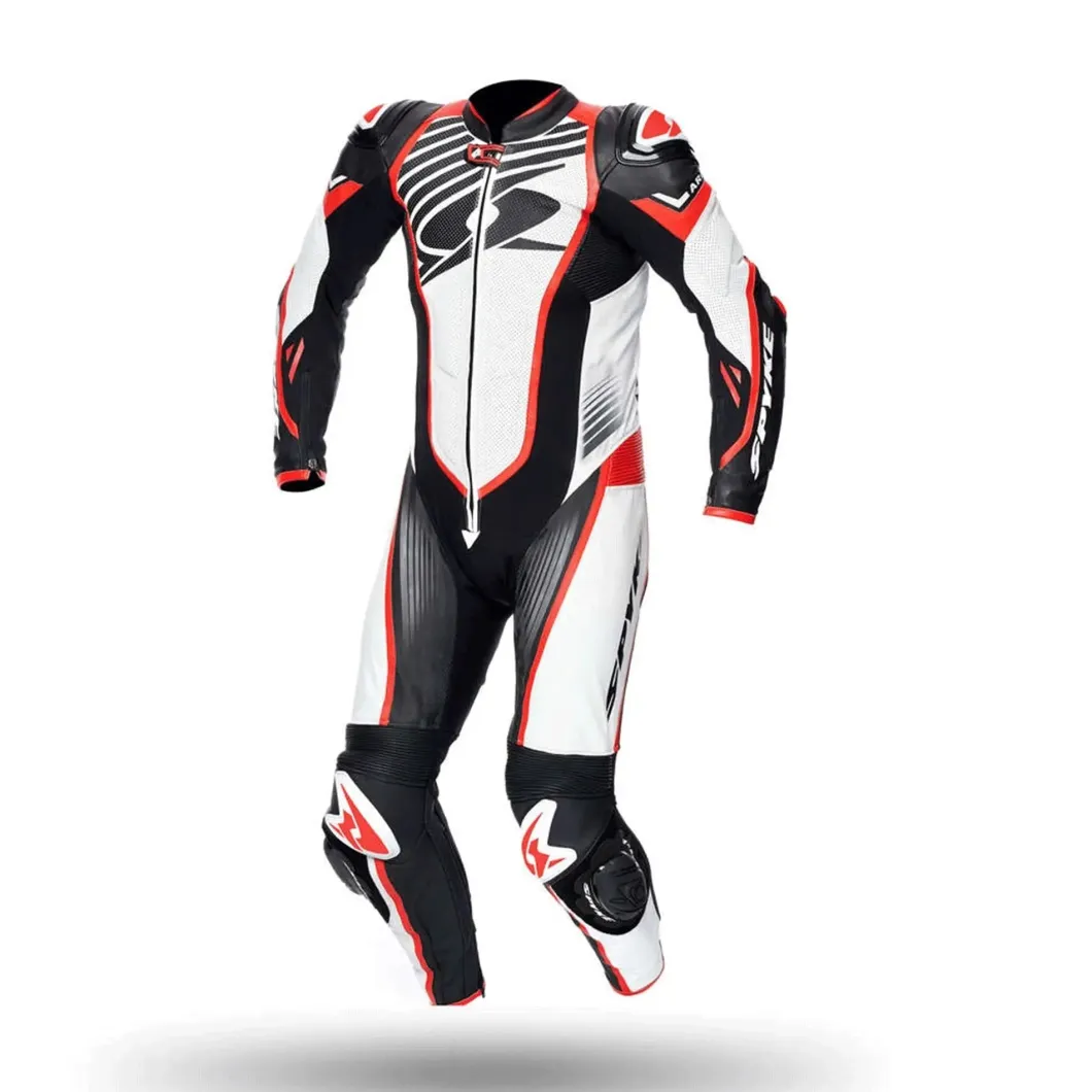 SPYKEARAGON RACE 1PC Motorcycle Suit Black White Red Fluorescent