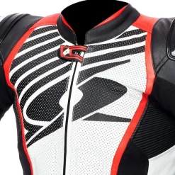 SPYKEARAGON RACE 1PC Motorcycle Suit Black White Red Fluorescent