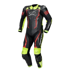 SPYKE ASSEN RACE 2.0 1PC Motorcycle Suit Black Fluorescent Yellow Fluorescent Red