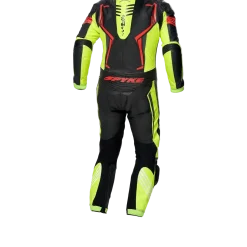 SPYKE ASSEN RACE 2.0 1PC Motorcycle Suit Black Fluorescent Yellow Fluorescent Red