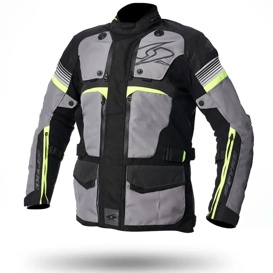 SPYKE Equator Dry Techno Men's Motorcycle Jacket Grey Anthracite Yellow
