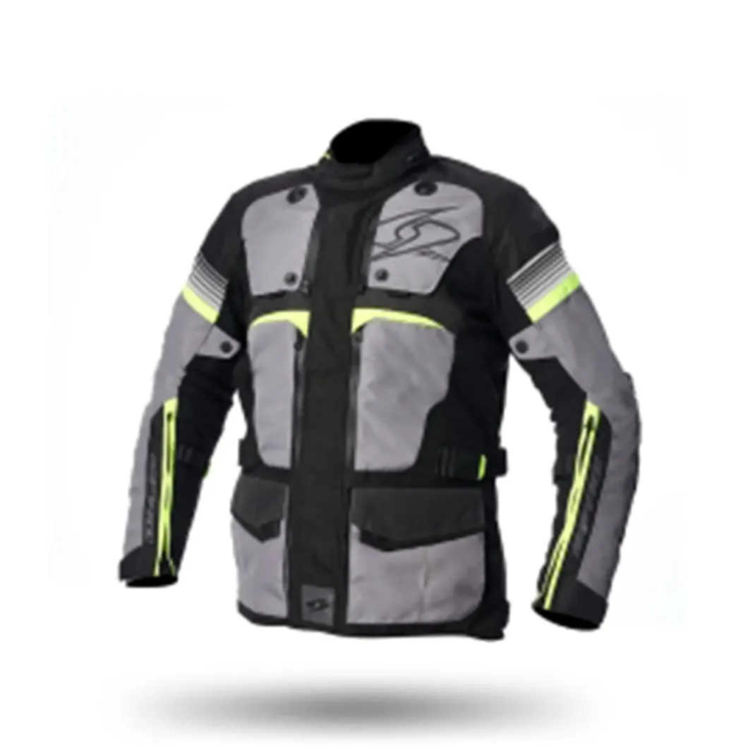 SPYKE Equator Dry Techno Men's Motorcycle Jacket Grey Anthracite Yellow