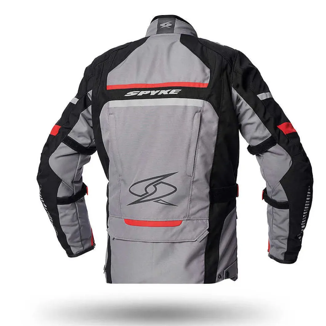 SPYKE Meridian Dry Techno Men's Motorcycle Jacket Ice Grey Black Red